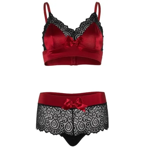 2 Tlg. Set Schwarz Und Rot S/M – Leg Avenue