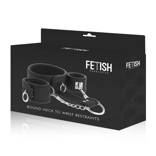 Necklace and handcuffs – Vegan leather – Fetish Submissive
