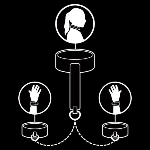 Necklace and handcuffs – Vegan leather – Fetish Submissive