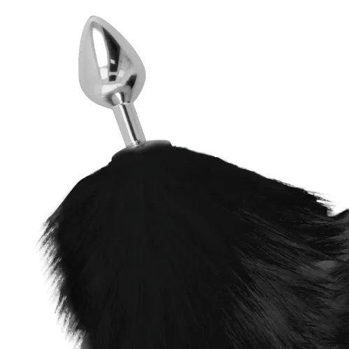 Silberner Analplug 8cm Mit Schwarzem Schwanz – Darkness