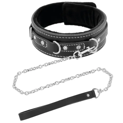 High-quality leather necklace with leash – Darkness