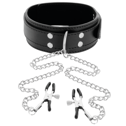 Halsband Mit Nippelklammern Schwarz | Darkness