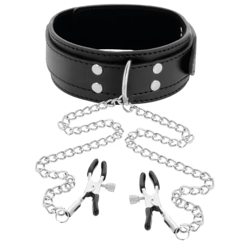 Black Collar with Nipple Clamps – Darkness