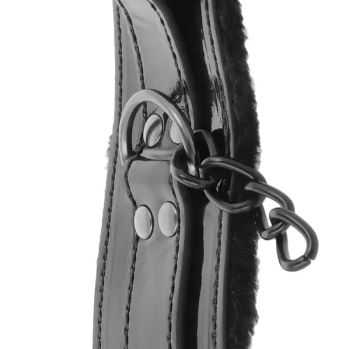 Black leather handcuffs with padlock – Darkness