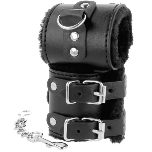 Lederhandschellen Mit Futter Verstellbar Schwarz – Darkness