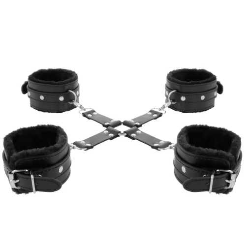 Lederhandschellen Für Füsse Und Hände Schwarz – Darkness