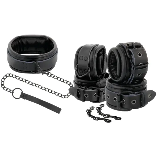 Black Leather Handcuffs and Collar – Darkness