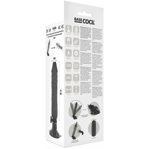 Realistischer Vibrator Schwarz 20cm | Basecock