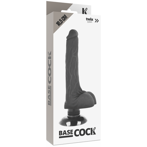Realistischer Vibrator 2-1 Schwarz 18,5cm | Basecock