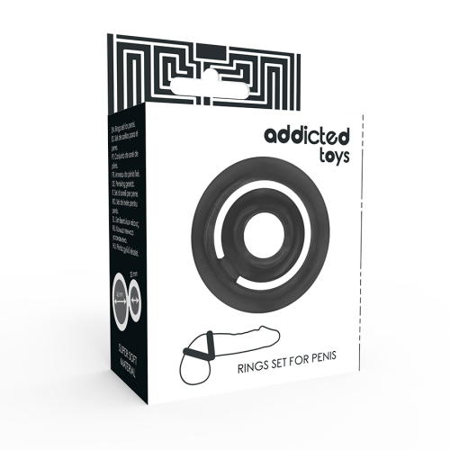 Potenz Penisringe Set Schwarz  | Addicted Toys