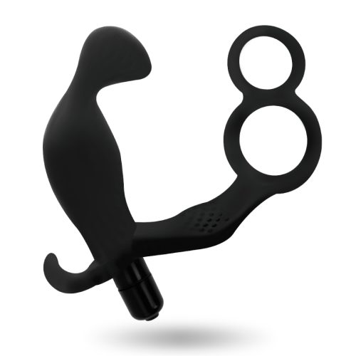 Analplug Mit Doppeltem Penisring Und Hoden Schwarz | Addicted Toys