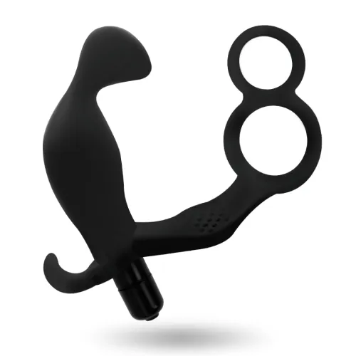 Analplug Mit Doppeltem Penisring Und Hoden Schwarz | Addicted Toys