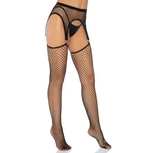 Industrielle Netzstrümpfe Mit O-Ring Befestigten Strumpfgürteln OneSize – Leg Avenue