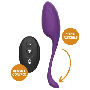 Lila Vibrator mit Fernbedienung, super flexibel, mit orangefarbenen Hinweisen 