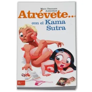 Buchcover mit Comicfiguren in einer humorvollen Kamasutra-Pose, Titel: 