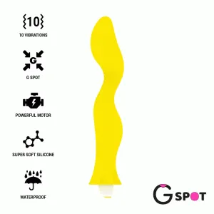 Gelber G-Punkt-Vibrator mit 10 Vibrationsmodi, leistungsstarkem Motor, weichem Silikon, wasserdicht.