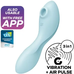 Curvy Trinity 5 Air Pulse Stimulator & Vibrator Blue | Satisfyer