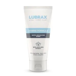 Tube mit Lubrax Anal-Gleitmittel, Hybridformel, wasser- und silikonbasiert, Aloe Vera, kondomkompatibel.