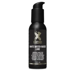 Schwarze Flasche mit Pumpe, X Power White Water-Based Lube, 100 ml.