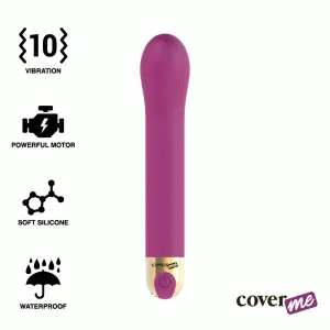 Lila Vibrator mit 10 Vibrationsmodi, leistungsstarkem Motor, weichem Silikon, wasserdicht. Marke: CoverMe.