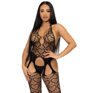 Bodystocking De Red mit Tirantes OneSize Schwarz | Leg Avenue