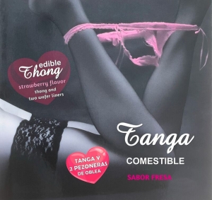 Damen Tanga + 2 Nipplepads Erdbeere | Hotflowers