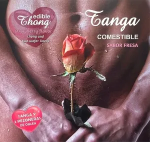 Herren Tanga + 2 Nipplepads Erdbeere – Hotflowers