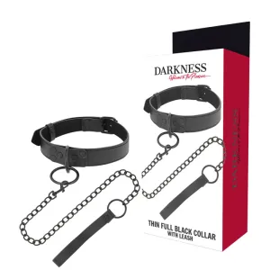 Schwarzes Halsband mit Kette und Verpackung, Aufschrift 