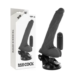 Realistischer Vibrator Mit Hoden Schwarz 20cm | Basecock