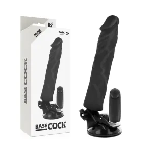 Realistischer Vibrator Mit Fernbedienung Schwarz 21cm | Basecock