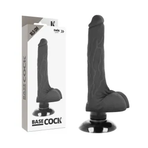 Realistischer Vibrator 2-1 Schwarz 18,5cm – Basecock