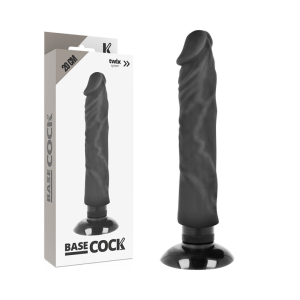 Realistischer Vibrator 2-1 Schwarz 20cm | Basecock
