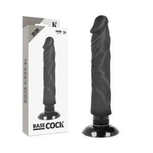 Realistischer Vibrator 2-1 Schwarz 20cm – Basecock