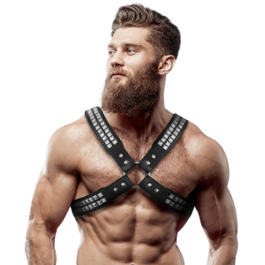 Gekreuztes Brustgeschirr Aus Öko Leder Mit Nieten | Fetish Submissive