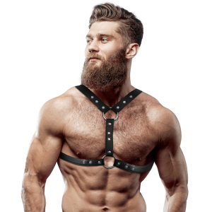 Brustgeschirr Aus Öko Leder Mit Doppelter Stütze Und Nieten | Fetish Submissive