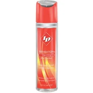 Rote Flasche mit der Aufschrift "ID Sensation Warming". Enthält wärmendes Gleitmittel.