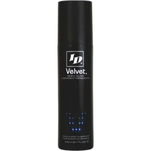 Black bottle ID Velvet Body Glide, 200 ml, with white text and blue symbols on the front.
