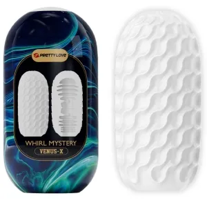 Verpackung und weißes, strukturiertes Produkt mit wellenförmigem Muster, Marke 