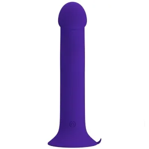Lila Vibrator mit glatter Oberfläche und abgerundeter Spitze, unten ein Einschaltknopf.