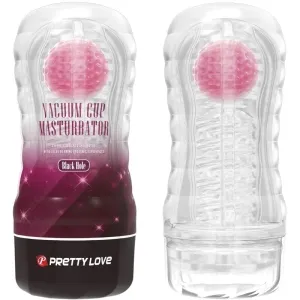 Transparent masturbator with pink ball inside, brand name 