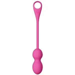 Rosa Kegelball mit langem Griff und Schlaufe, geeignet für Beckenbodentraining.