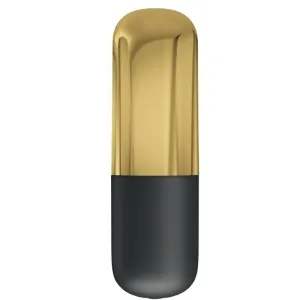 Goldener und schwarzer zylinderförmiger Gegenstand auf weißem Hintergrund.