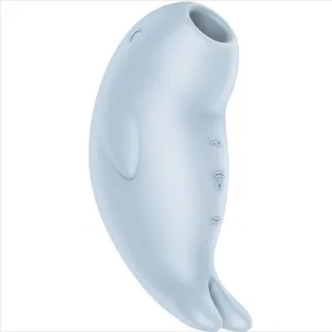 Hellblaues, walähnliches Gerät mit Knöpfen an der Seite, vermutlich ein Massagegerät oder Vibrator.
