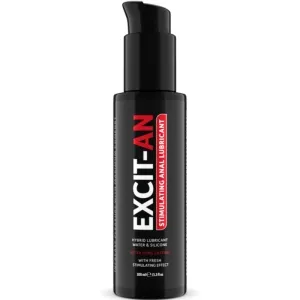 Black bottle with red and white text, 