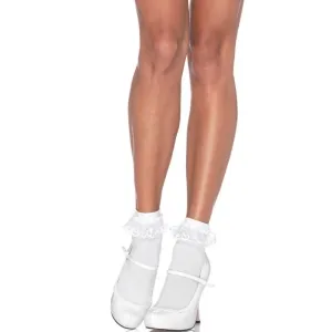 Spitzenrüschensocken Weiss – Leg Avenue