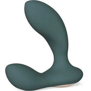 Dunkelgrüner, ergonomisch geformter Prostatastimulator mit glatter Oberfläche, seitlich abgebildet.