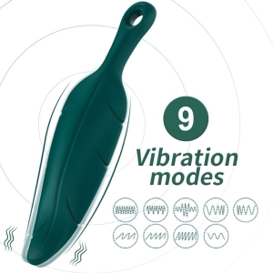 Green, leaf-shaped device with 9 vibration modes, represented by different wave patterns.