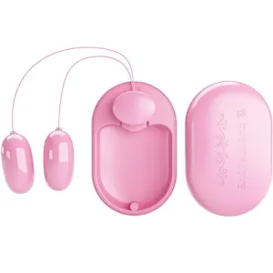 Zwei pinke, eiförmige Vibratoren mit Fernbedienung, auf weißem Hintergrund.