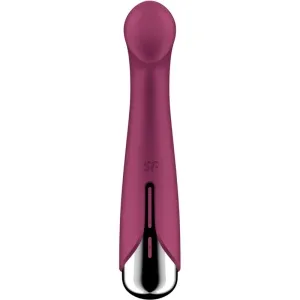 Purple vibrator with a rounded tip and silver end, vertical controls on the front.