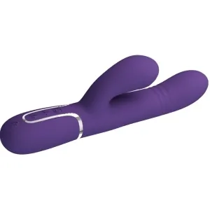 Lila Vibrator mit zwei Armen und Bedienelementen an der Seite.